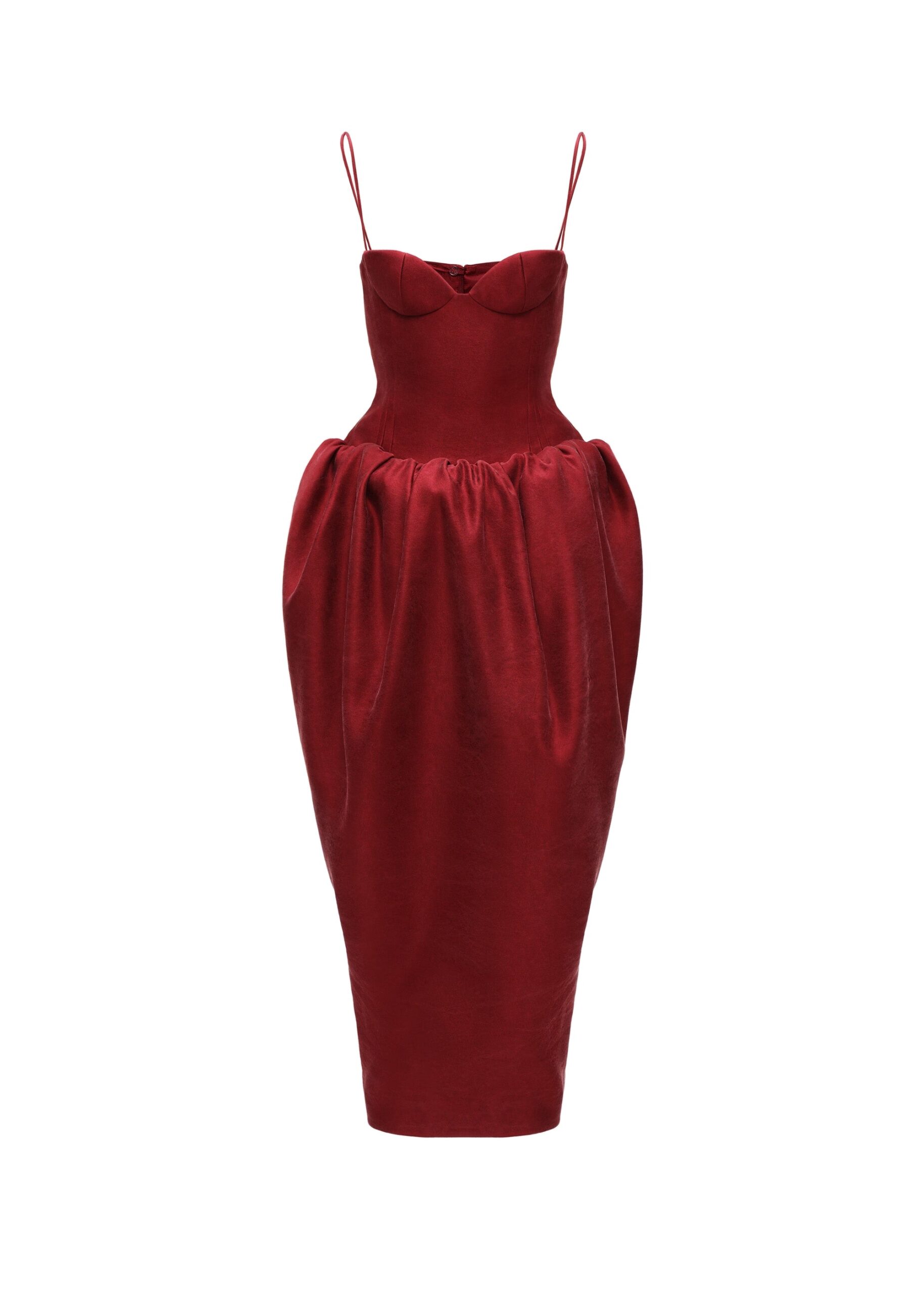 Magda Butrym Corset cocoon midi dress in red | Midi Dresses at Luxury Shoes Magda Butrym Corset cocoon midi dress in red