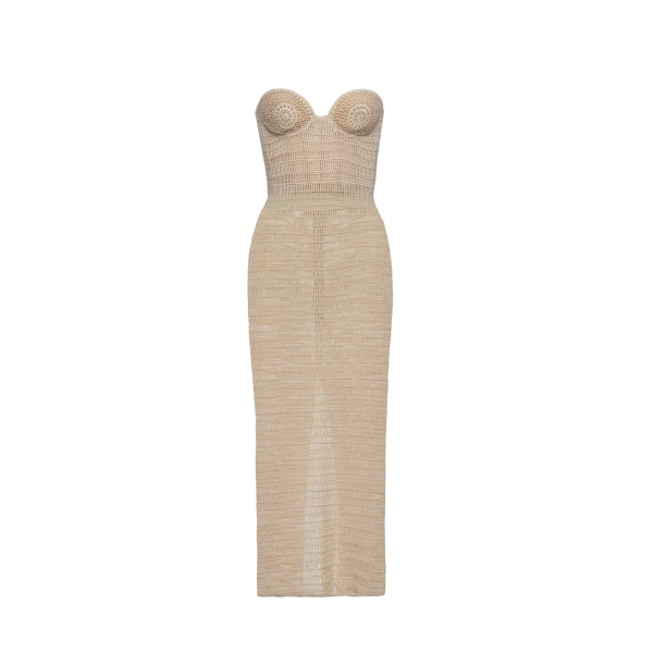 Corset crochet maxi dress in cream