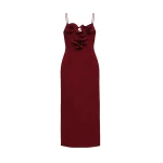 Magda Butrym Cotton and silk flower-detail midi beach dress in burgundy