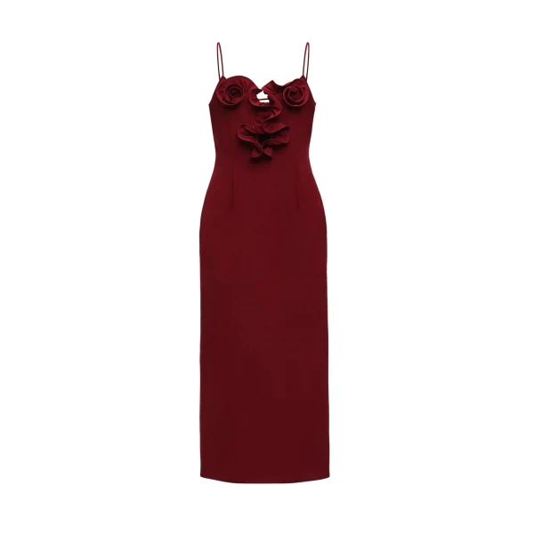 Magda Butrym Cotton and silk flower-detail midi beach dress in burgundy