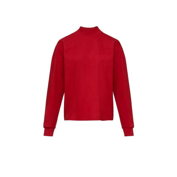 Magda Butrym Cotton long-sleeve top with half turtleneck in red