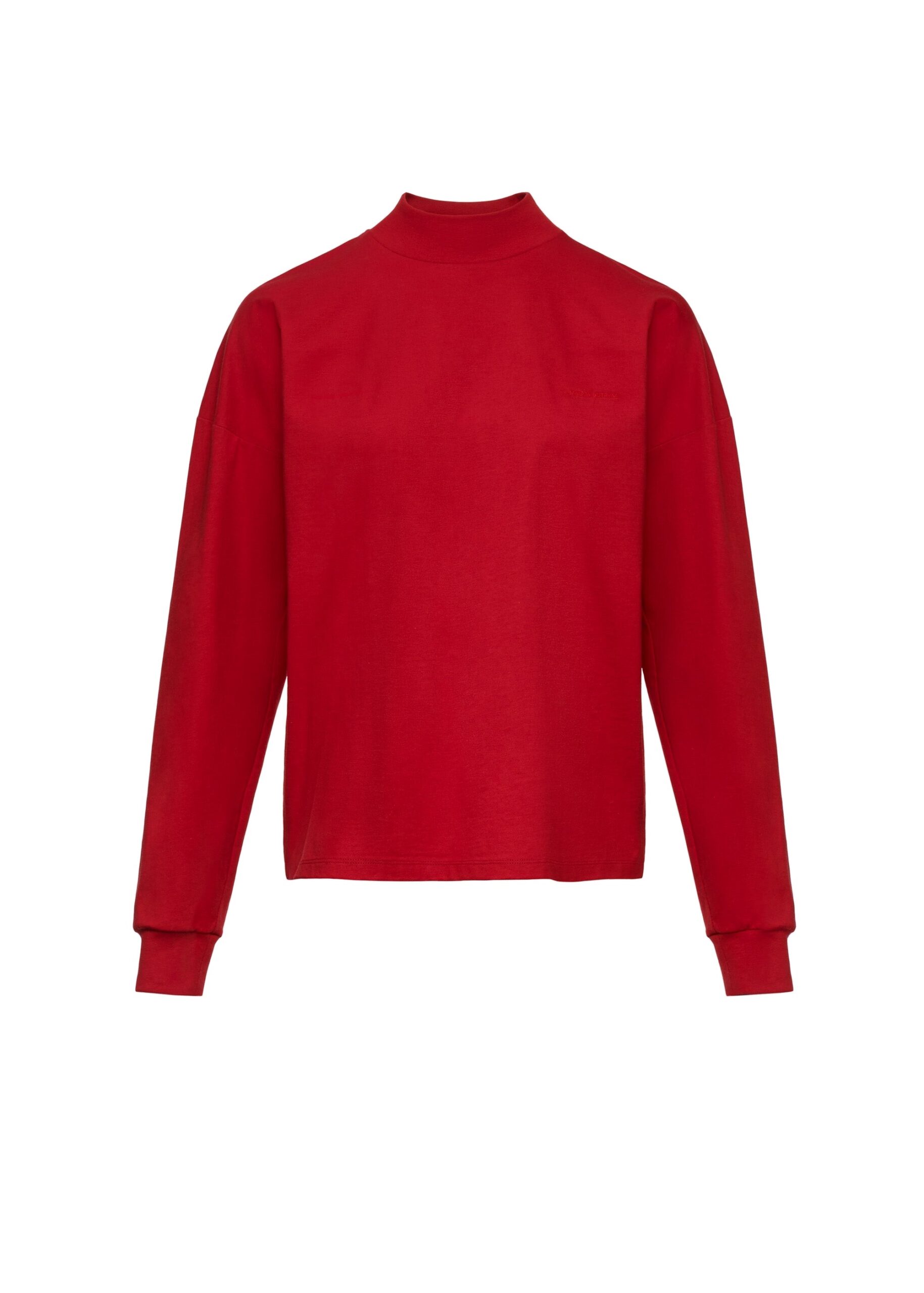 Magda Butrym Cotton long-sleeve top with half turtleneck in red | Luxury Shoes Magda Butrym Cotton long-sleeve top with half turtleneck in red