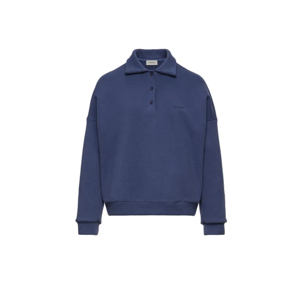 Cotton sweatshirt polo in blue