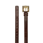 Magda Butrym Croc-effect leather belt with ornamental gold buckle in brown