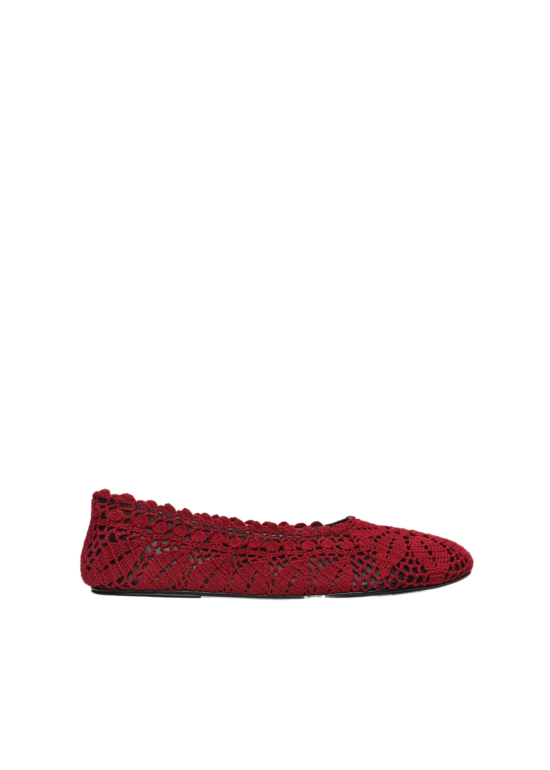 Magda Butrym Crochet and leather ballet flats in burgundy | Luxury Shoes Magda Butrym Crochet and leather ballet flats in burgundy