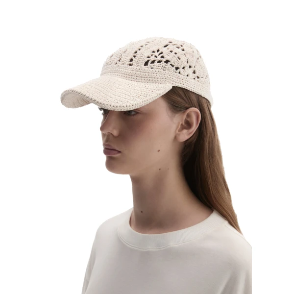 Crochet cap in cream - Image 2