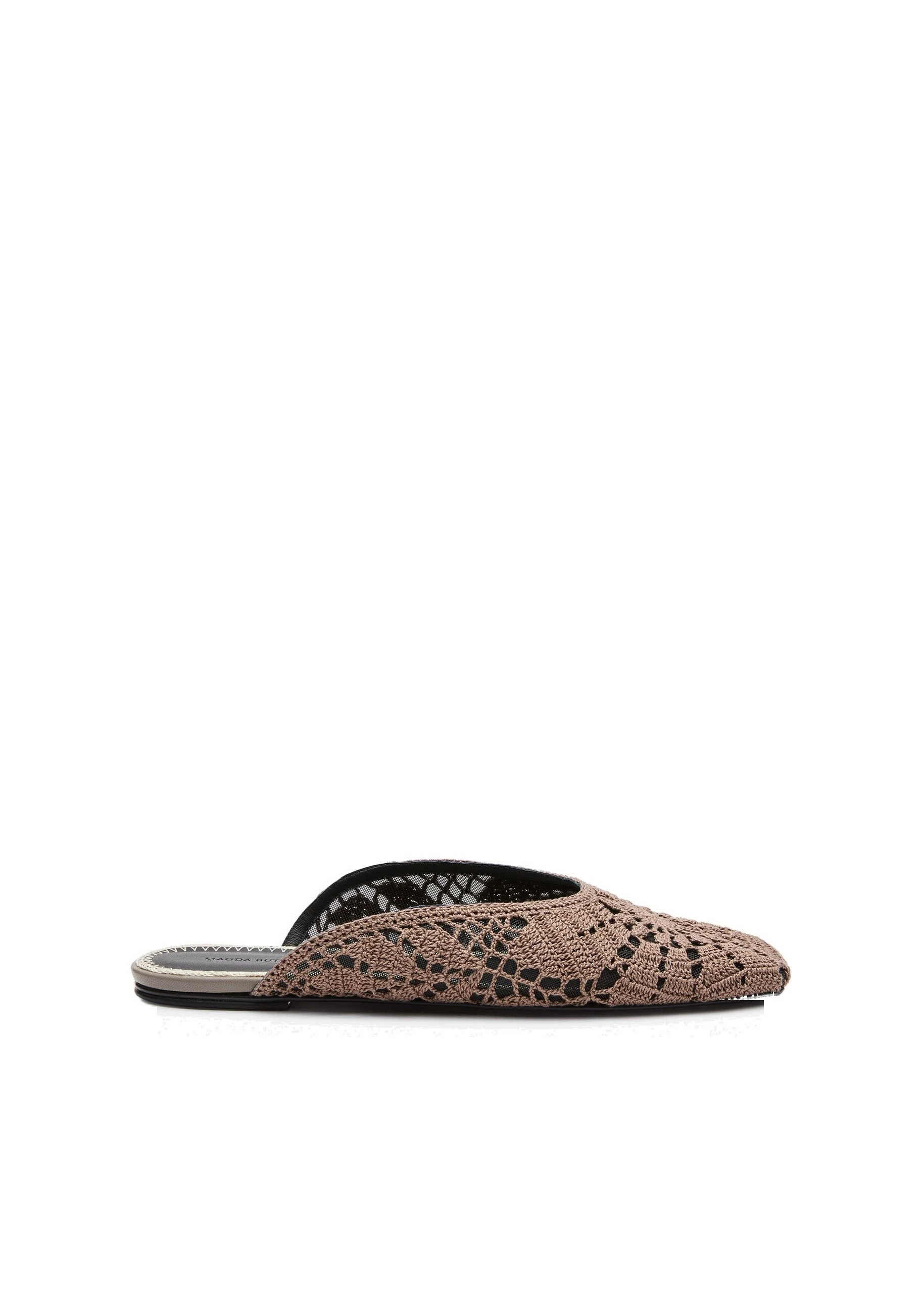Magda Butrym Crochet flat mules in taupe | Luxury Shoes Magda Butrym Crochet flat mules in taupe