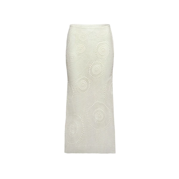 Crochet midi skirt in cream