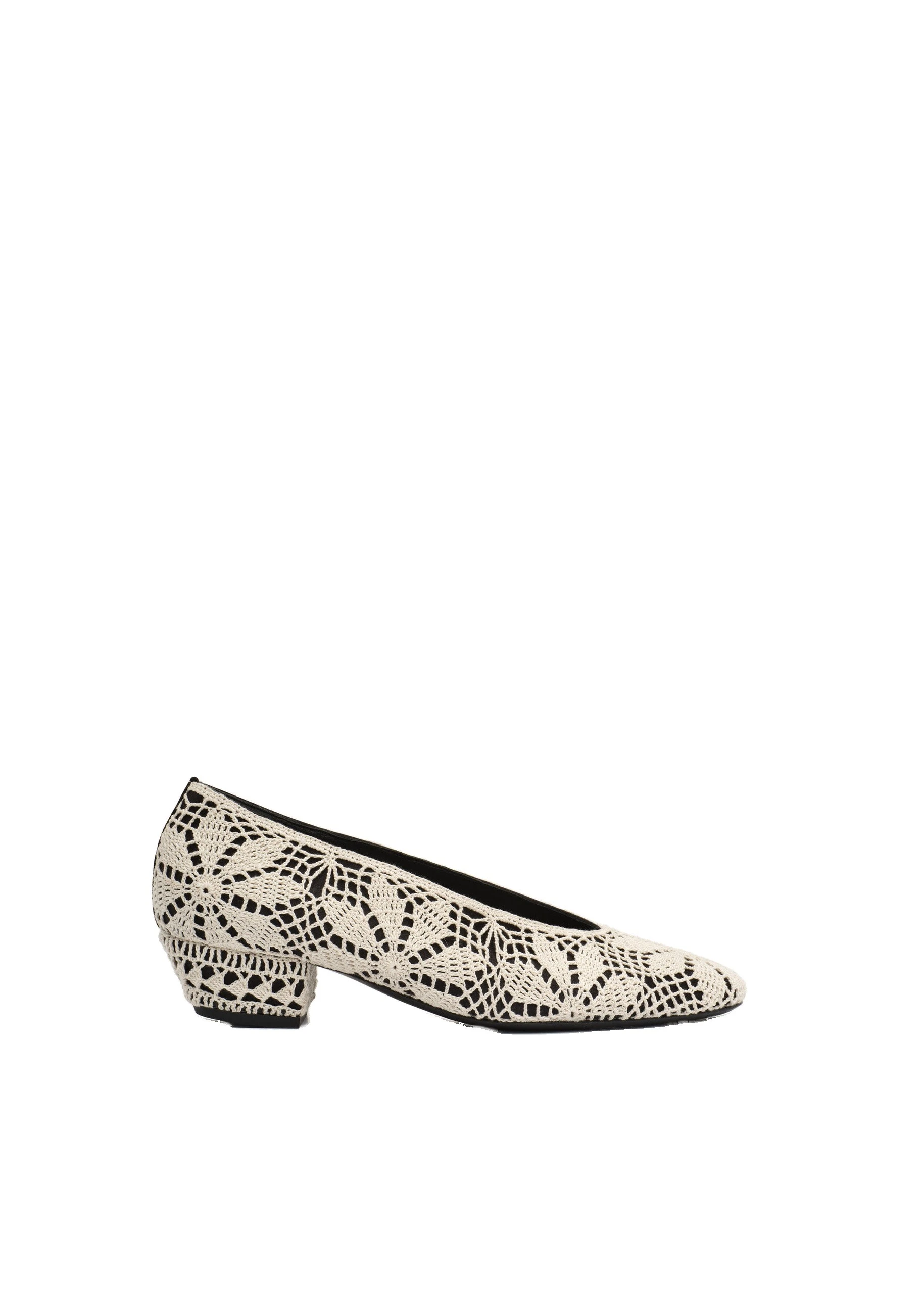 Magda Butrym Crochet satin ballerina heels in black | Luxury Shoes Magda Butrym Crochet satin ballerina heels in black