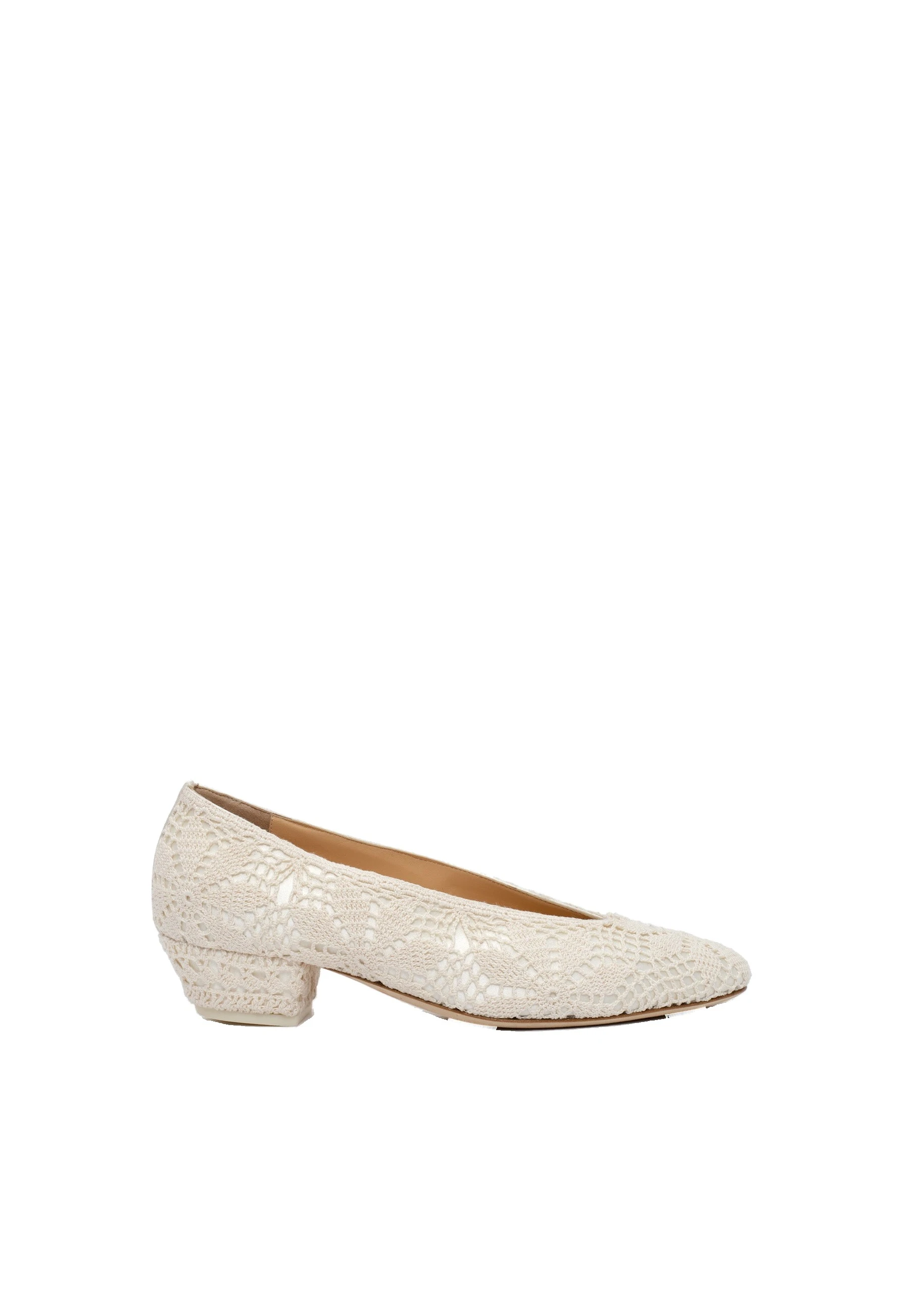 Magda Butrym Crochet satin ballerina heels in cream | Luxury Shoes Magda Butrym Crochet satin ballerina heels in cream