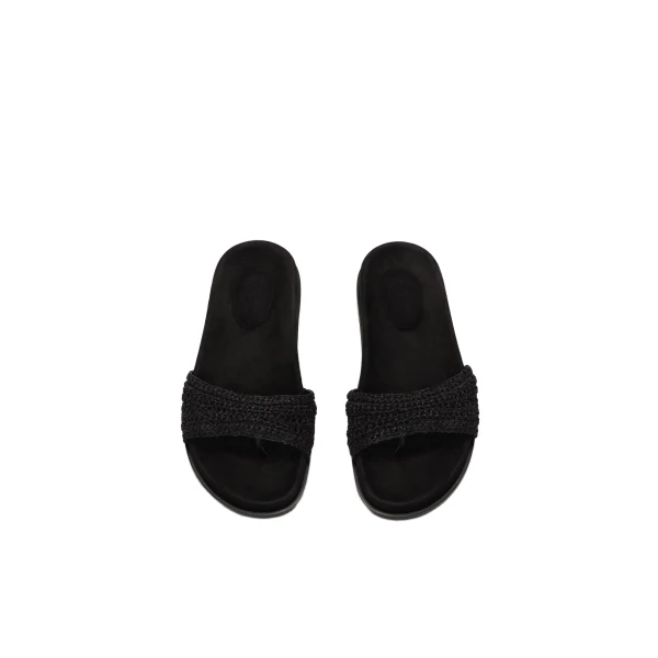 Crochet strap sandals in black - Image 3