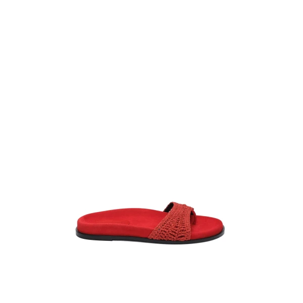 Crochet strap sandals in red