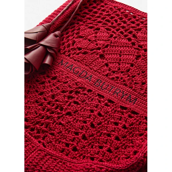 Crochet tote bag in red - Image 4