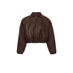 Magda Butrym Cropped leather bomber jacket in dark brown