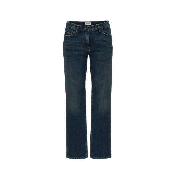 Cropped straight-leg jeans in blue