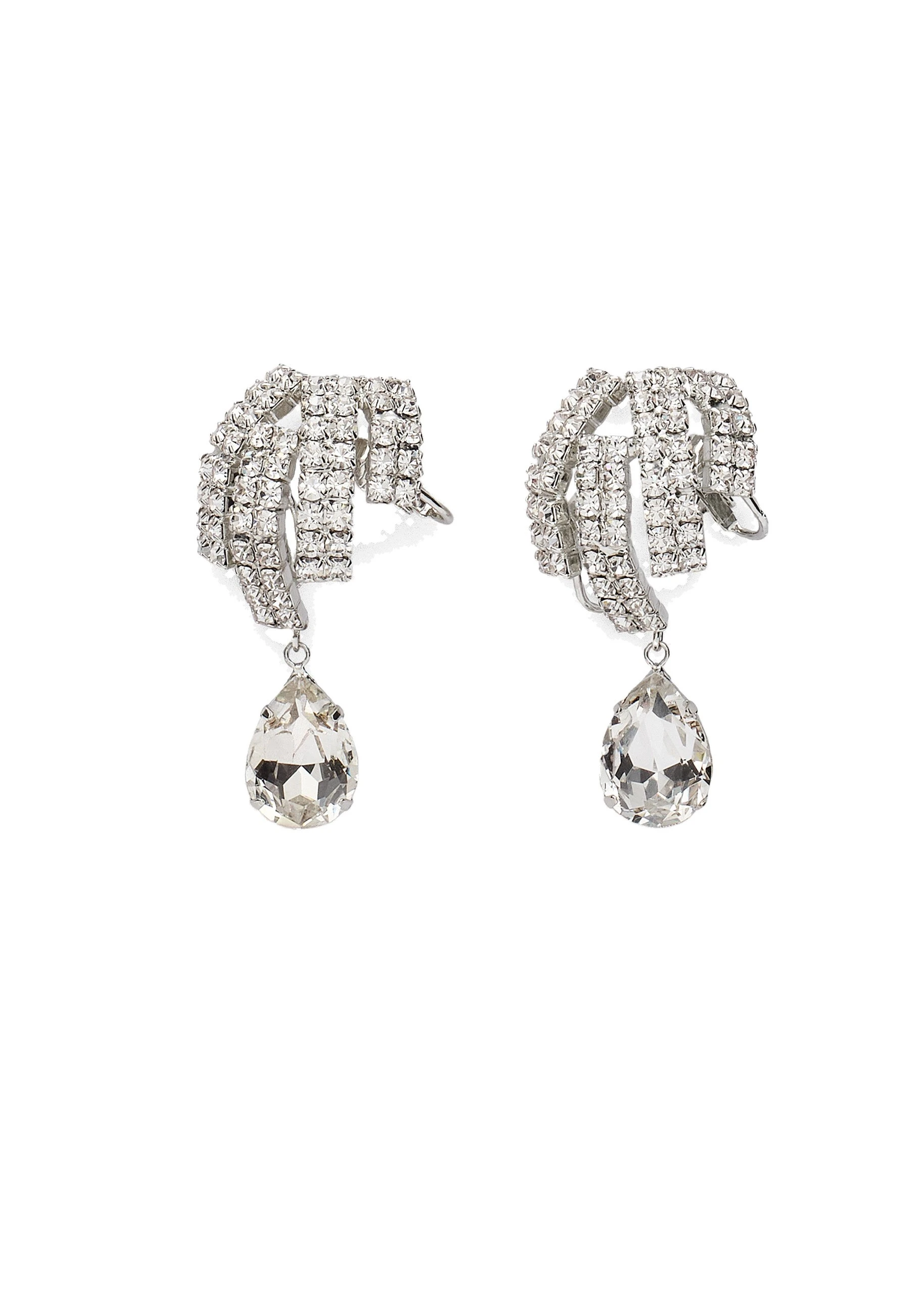 Magda Butrym Crystal cascade drop earrings in silver | Luxury Shoes Magda Butrym Crystal cascade drop earrings in silver