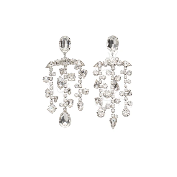Crystal chandelier earrings in silver