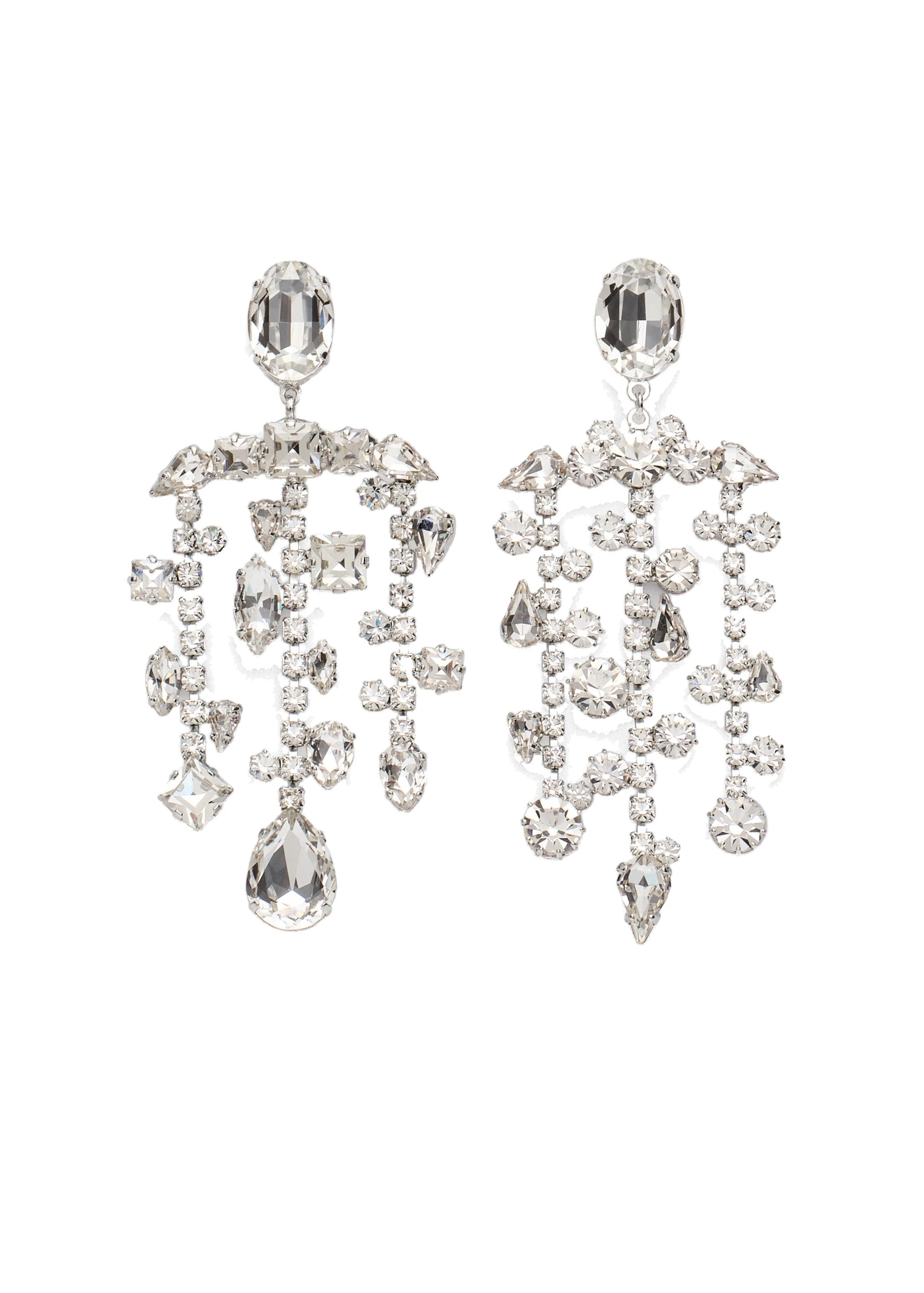 Magda Butrym Crystal chandelier earrings in silver | Luxury Shoes Magda Butrym Crystal chandelier earrings in silver