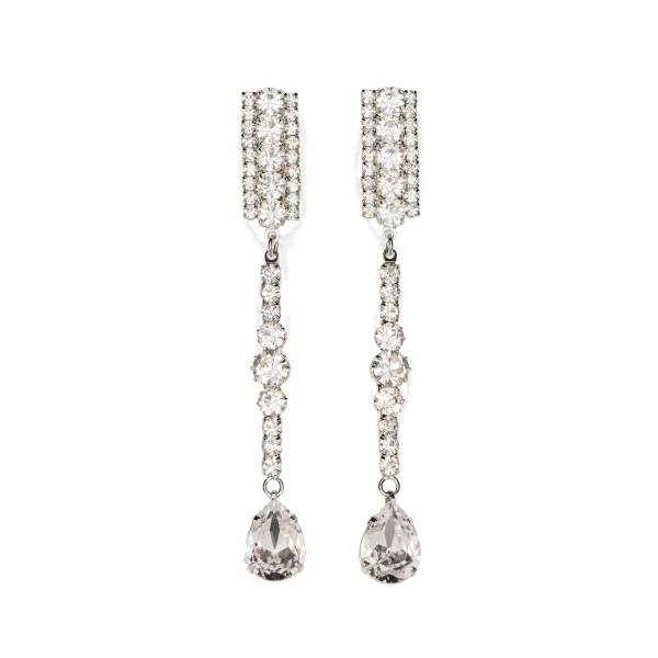 Crystal drop earrings in silver