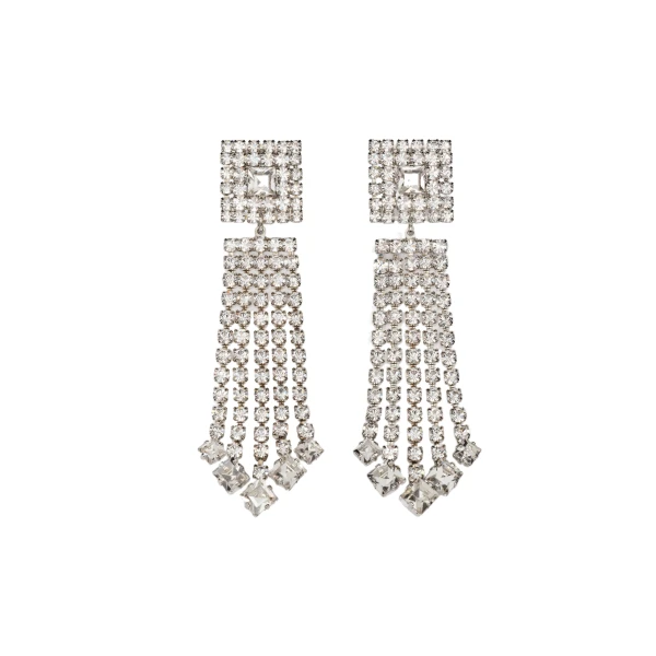 Magda Butrym Crystal fringe clip earrings in silver