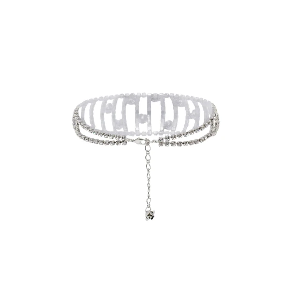 Crystal rose choker in silver - Image 2