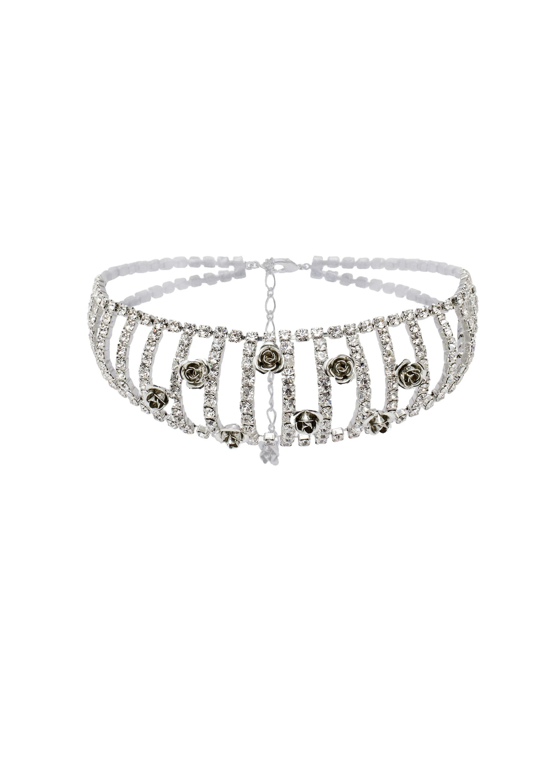 Magda Butrym Crystal rose choker in silver | Luxury Shoes Magda Butrym Crystal rose choker in silver