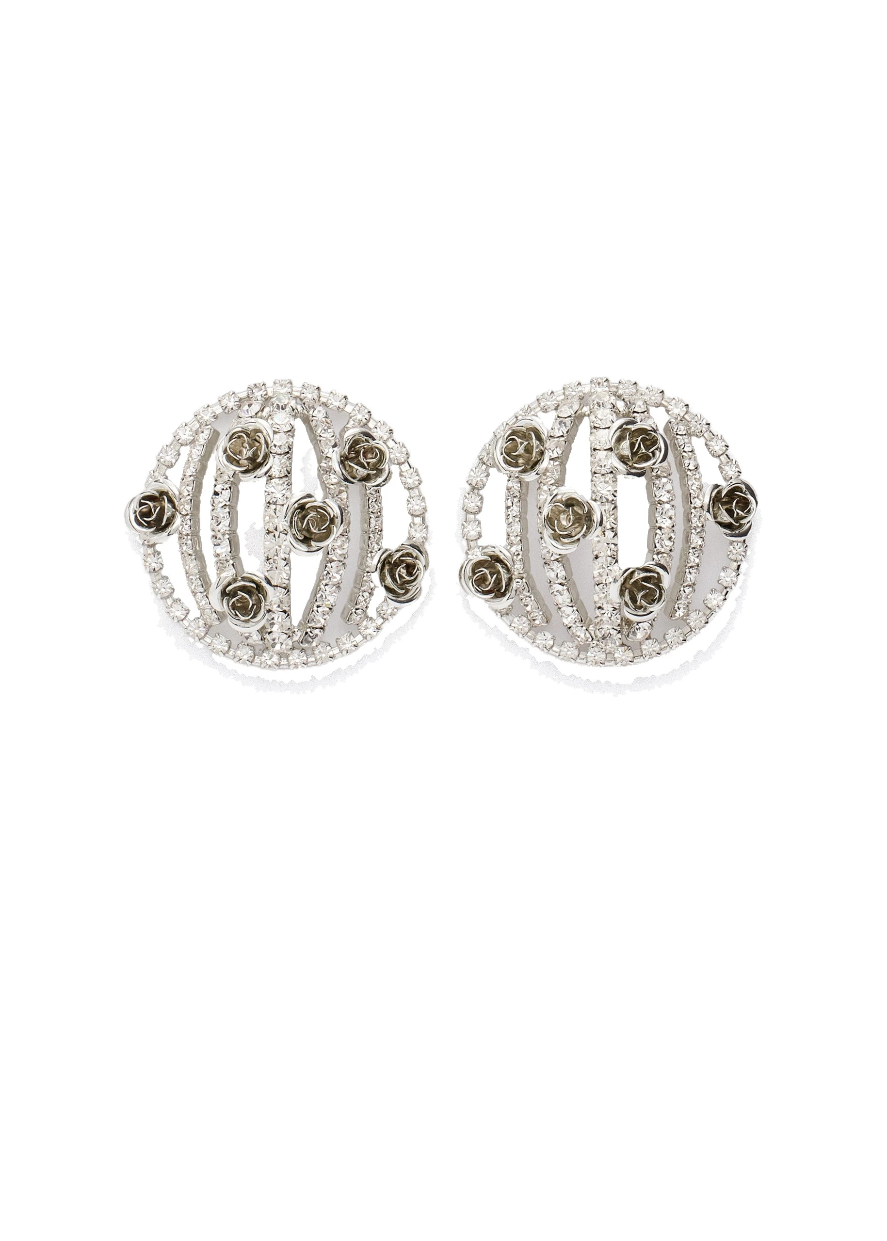 Magda Butrym Crystal rose earrings in silver | Luxury Shoes Magda Butrym Crystal rose earrings in silver