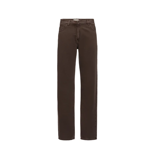 Denim mid-waist straight-leg jeans in brown