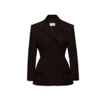 Magda Butrym Double-breasted wool tailored blazer in dark brown