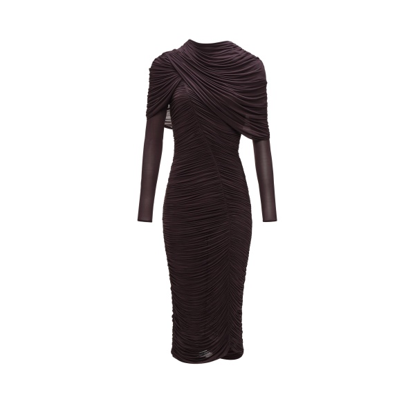 Magda Butrym Draped cape midi dress in burgundy