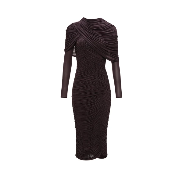 Magda Butrym Draped cape midi dress in burgundy