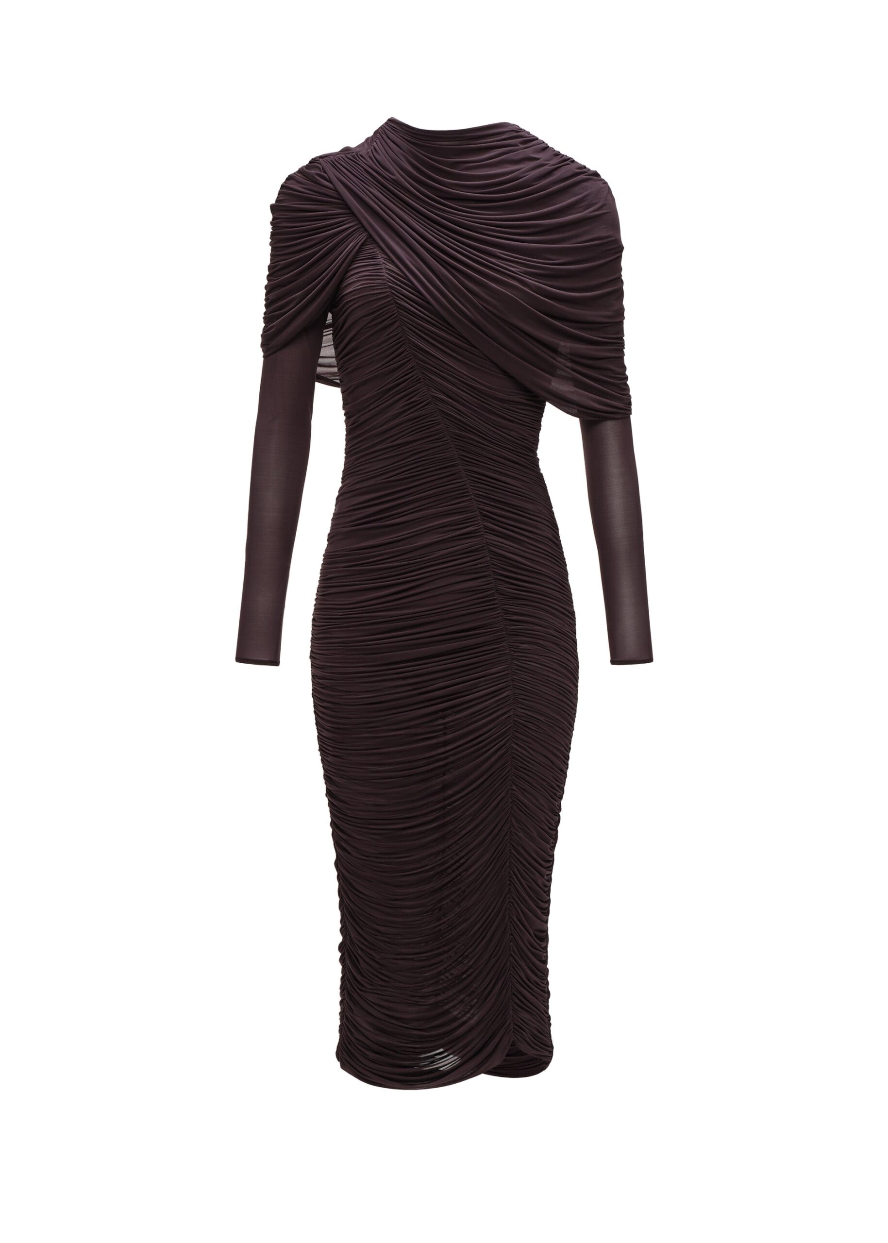 Magda Butrym Draped cape midi dress in burgundy | Luxury Shoes Magda Butrym Draped cape midi dress in burgundy