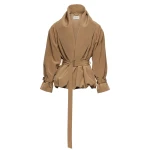 Magda Butrym Draped collar viscose and linen jacket in beige