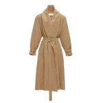 Magda Butrym Draped collar viscose and linen trench in beige