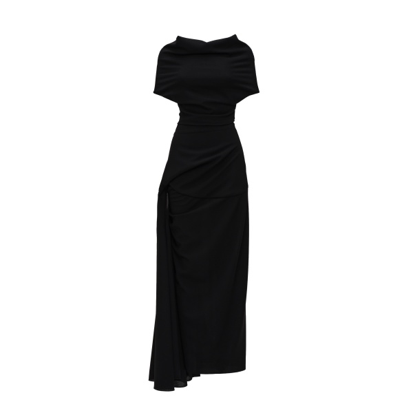 Magda Butrym Draped cowl-neck wool dress in black