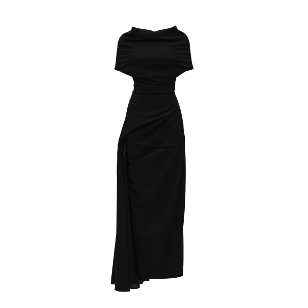 Magda Butrym Draped cowl-neck wool dress in black