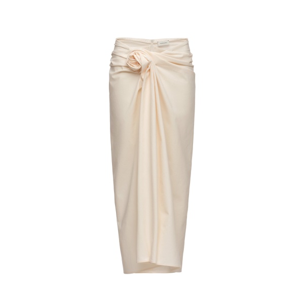 Magda Butrym Draped long skirt with rose knot detail in cream