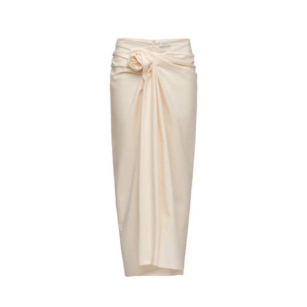Magda Butrym Draped long skirt with rose knot detail in cream
