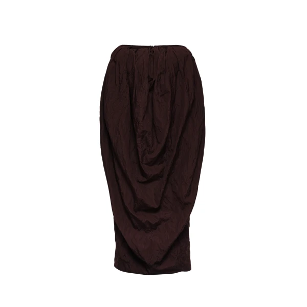 Draped volume skirt in brown