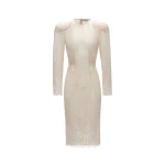 Magda Butrym Embroidered fitted dress with back tie detail in cream