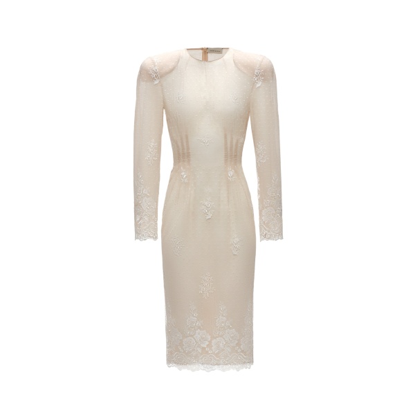 Magda Butrym Embroidered fitted dress with back tie detail in cream