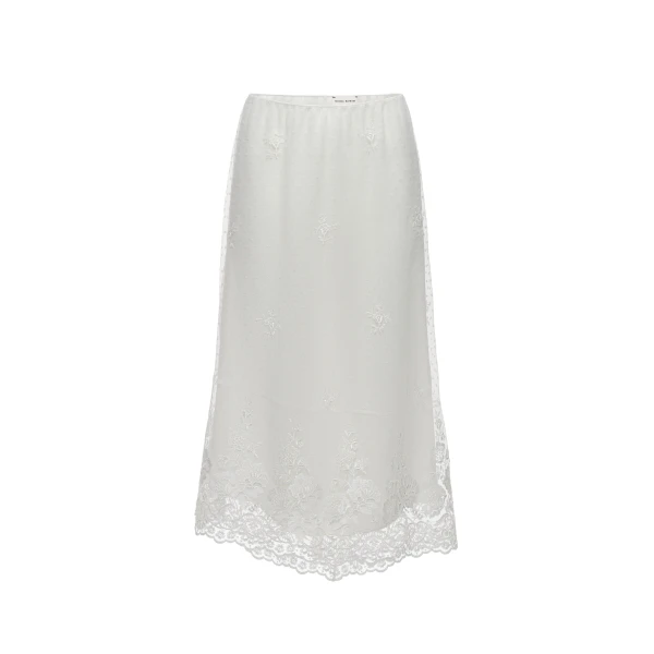 Embroidered midi skirt in white