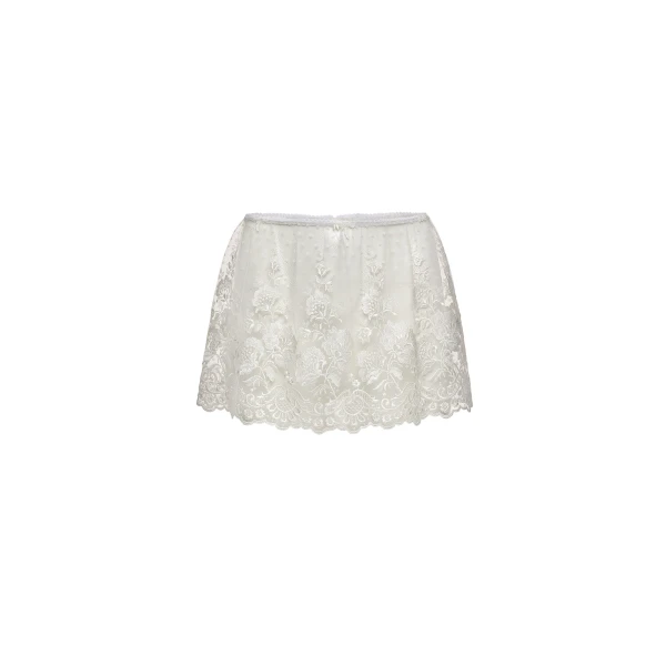 Embroidered mini skirt in white