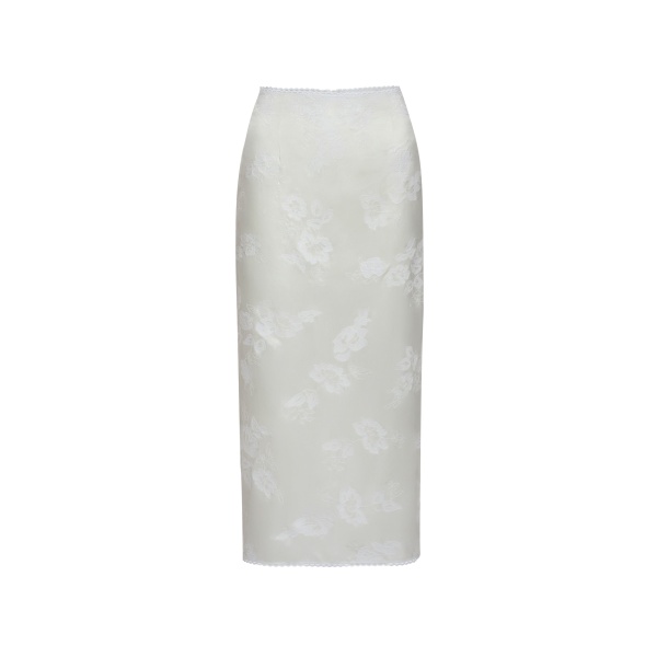 Magda Butrym Embroidered satin midi skirt in white