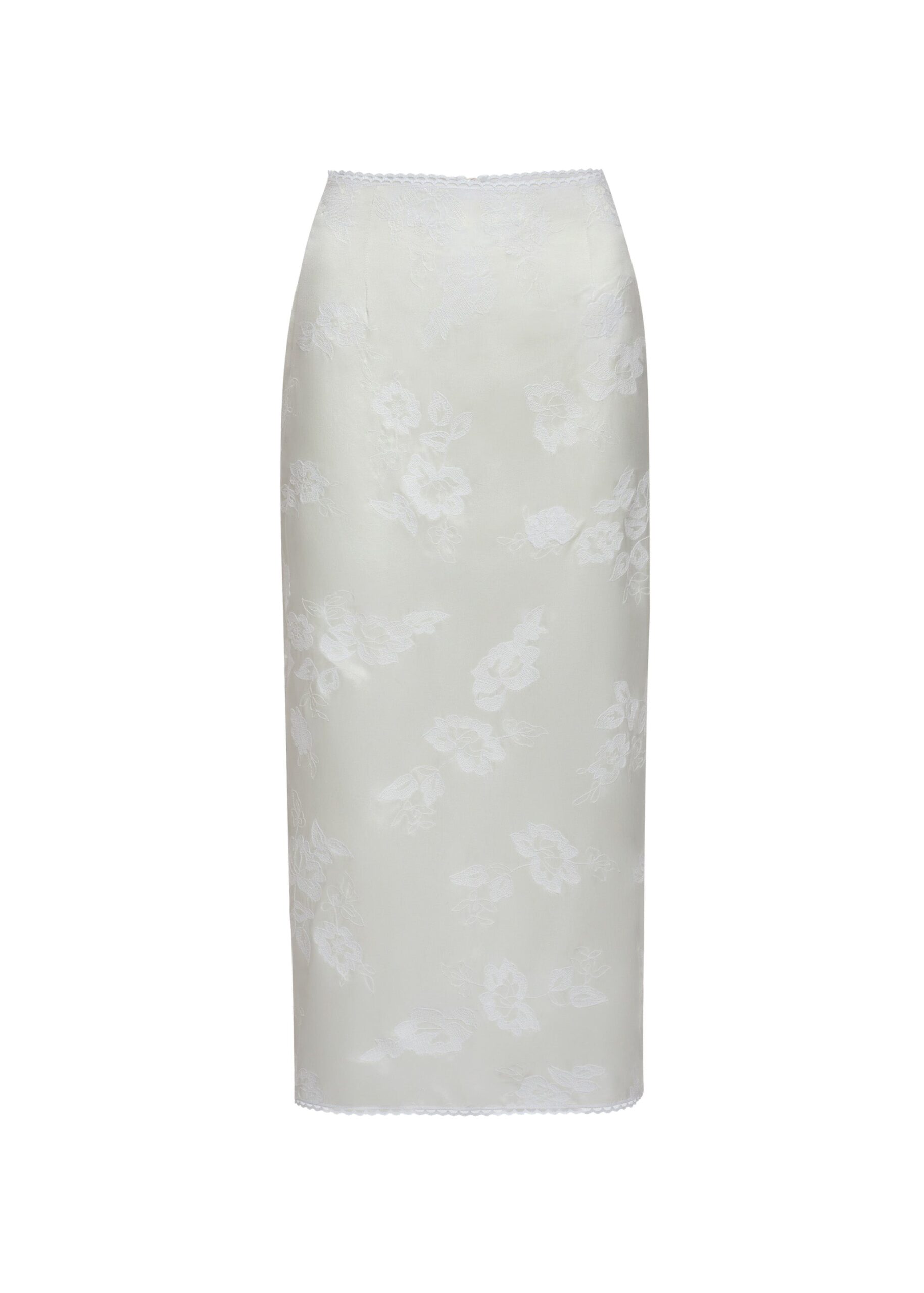 Magda Butrym Embroidered satin midi skirt in white | Skirts at Luxury Shoes Magda Butrym Embroidered satin midi skirt in white