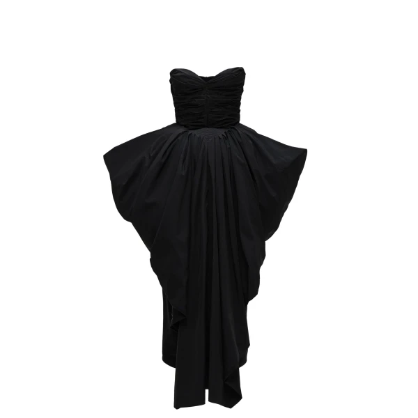 Fan corset midi dress in black