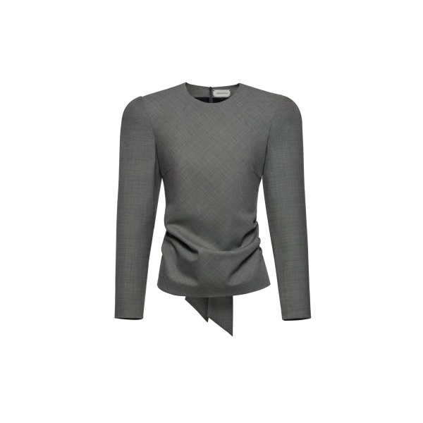 Magda Butrym Fitted blouse with back tie detail in grey