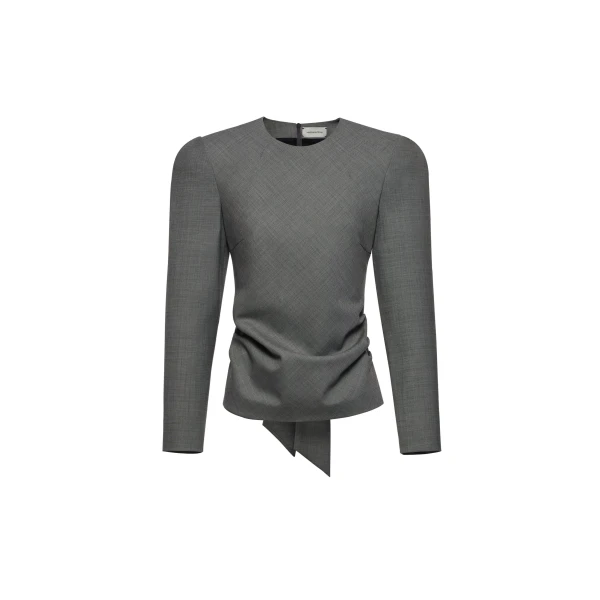 Magda Butrym Fitted blouse with back tie detail in grey
