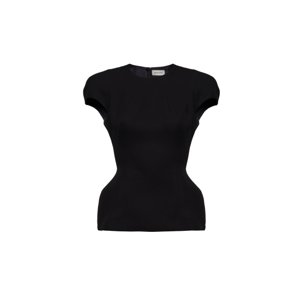 Magda Butrym Fitted blouse with padded silhouette in black