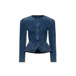 Magda Butrym Fitted denim peplum jacket in blue